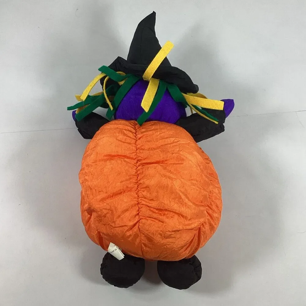Vtg 1997 International Silver Co Halloween Pumpkin Witch Plush Stuffed Toy Nylon